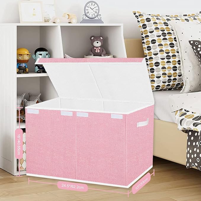 Pantryily Large Foldable Toy Storage Box with Lid,Plush Toy Organizer Chest