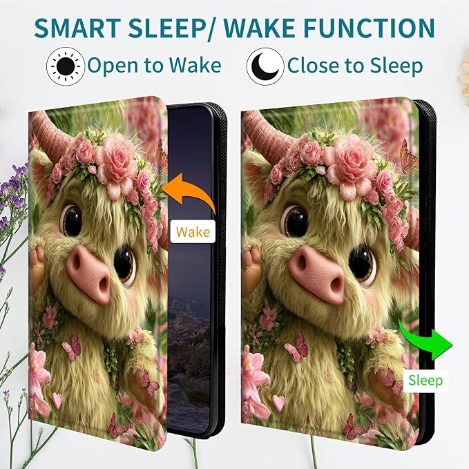 Case for Samsung Galaxy Tab S6 10.5" 2019 SM-T860/T865/T867, 360 Degree Rotating Stand with Multi-Angle Vertical & Horizontal Viewing Shockproof Shell for Women Men, Flower Cow Pink