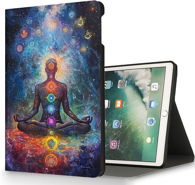 for Microsoft Surface Pro 7 Plus,Surface Pro 7/6/5/4 12.3" Tablet Case,Auto Wake/Sleep,Adjustable Stand Protective Cover - Chakra Meditation