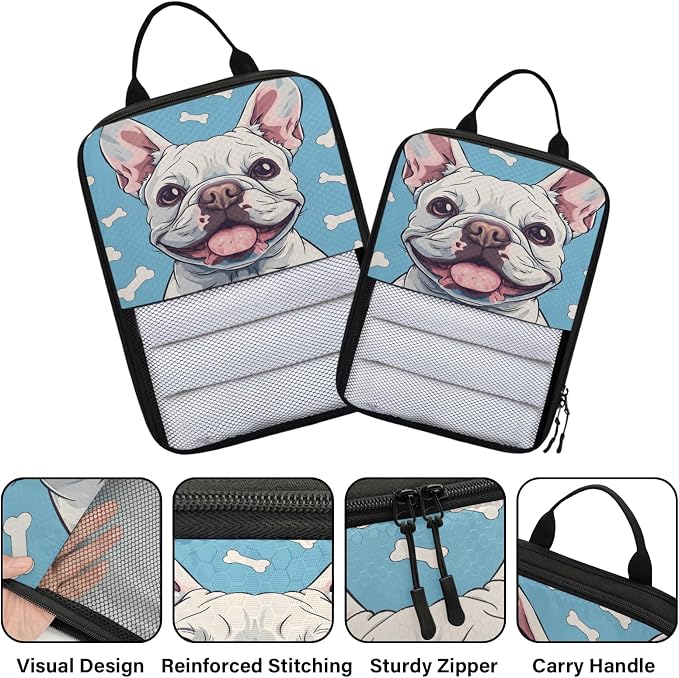 Dog Print Compression Packing Cubes Animal 6 Set Travel Packing Cubes for Suitcases Lightweight Expandable Organizers