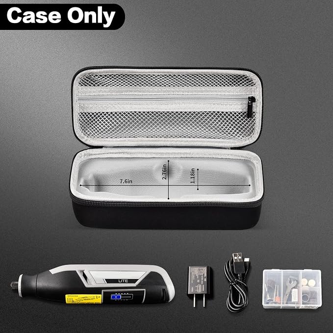 Boobowl Dremel Case for 7760 PawControl and Lite Rotary Tool, Case Only | Organized Storage for Tool, Charger and Accessories, Ideal for Dog Nail Care, Crafts, Repairs and Travel - Black