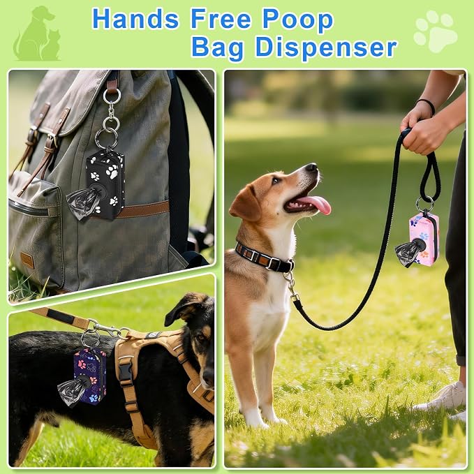 2pack Dog Poop Bag Holder Zippered Pet Waste Bags Dispenser