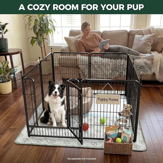 FXW Rollick Dog Playpen with Washable Pee Pad, 32"H, 8 Panels | Heavy-Duty & Easy setup Play Area, Super Absorbent Pad for Easy Cleanup, For Small & Medium Dogs, Patented