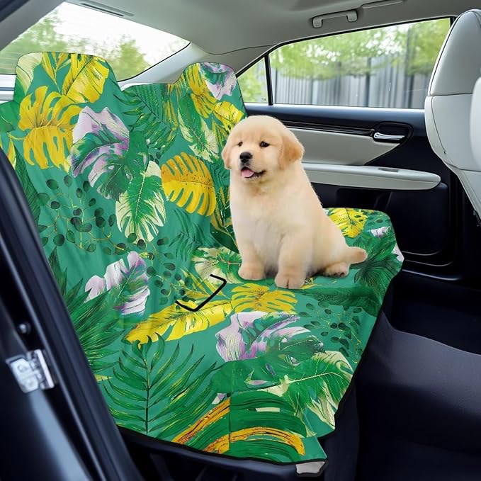 Renewold Car Back Seat Towel Cover After Gym Running Workout Rear Bench Protective Dog Car Seat Cover Cushion Mat Universal Fit Most Vehicles Bus Train Airplane Tropical Palm Leaves Camping Pads