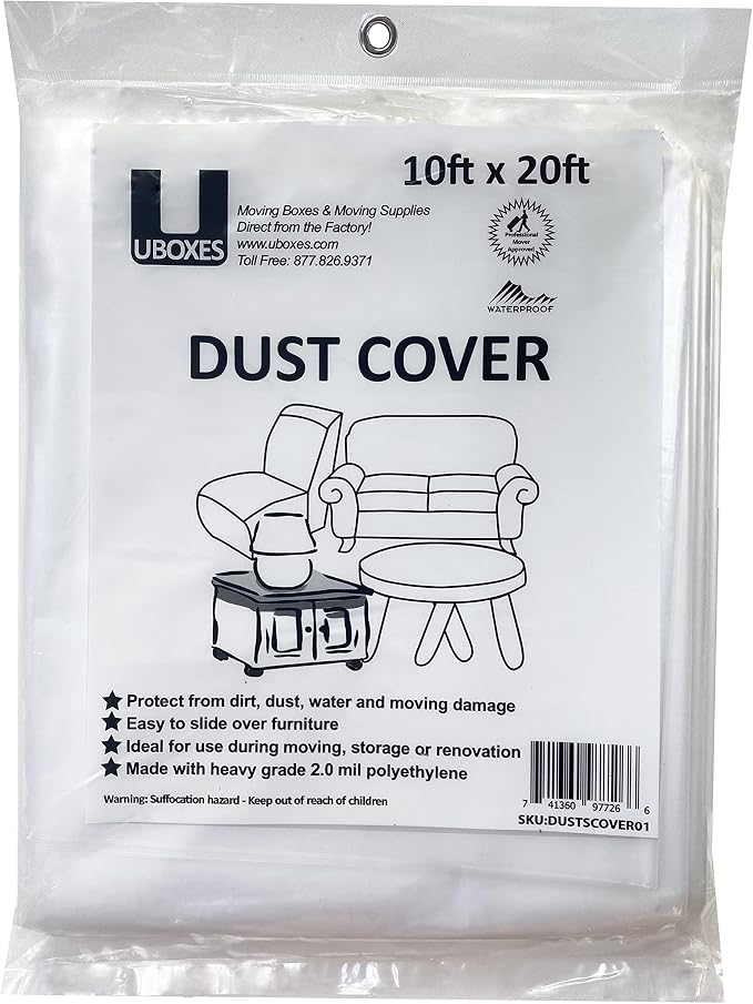Furniture Covers protect your furniture with our versatile 10' x 20' dust cover, Clear | Dust Cover