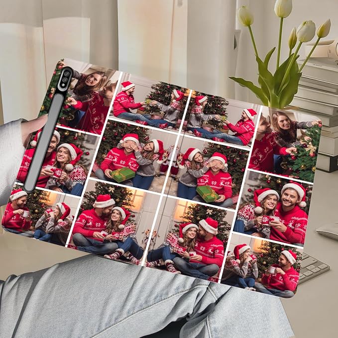 Custom Photo Personalized Flip Case for Samsung Galaxy Tab S7+/S7 Plus 12.4 inch(2020),Model Code: SM-T976B/T975, Samsung Galaxy Tablet Customized Picture Text Leather Stand Cover Protective Case