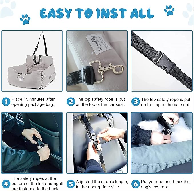 Aidou Dog Car Seat Booster for Small to Large Dogs & Cats, Safety Seat with Storage & Dual-use for Car & Home (Medium Pink)
