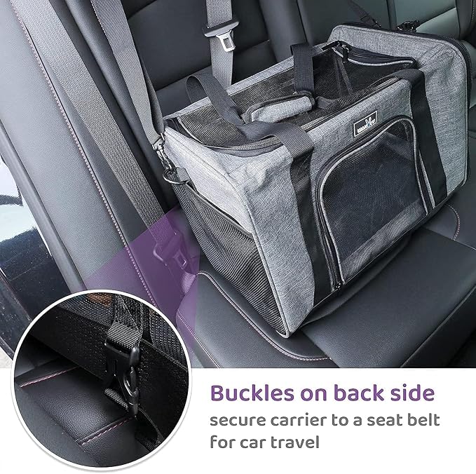 Wakytu Dog Carriers for Small Dogs, Cat Carrier Travel, Expandable, Collapsible, 900D High Density Oxford Cloth, Wear-Resisting, Anti Tearing, Reflective Tape,Safety Lock Zipper | Collapsible, 900D High Density Oxford Cloth, Wear-Resisting, Anti Tearin...