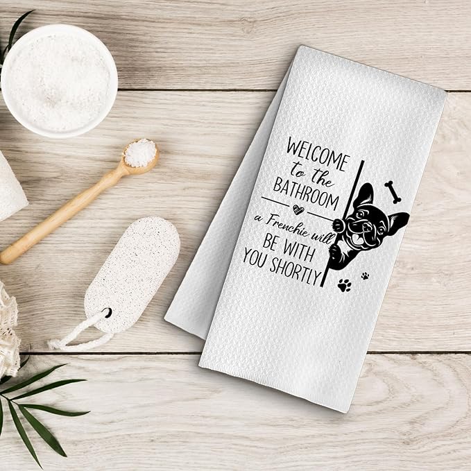 Funny French Bulldog Bathroom Hand Towels, French Bulldog Gifts for Women Men, Dog Lover Gifts Decorative Hand Towels for Bathroom Washroom Toilet Restroom, 16x24 Inches