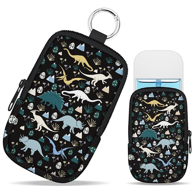 Hand Sanitizer Holder, Dinosaur Spray Case Zippered Pouch | Keychain, Travel Size, Cute Fashion Accessory with Snap Hook, for Glow Mist and Power Mist 1FL OZ, Mini Small Pocket Clip on