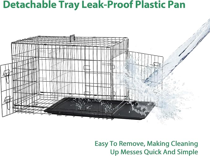 Small Dog Crate, 30 Inch, Collapsible, Foldable, Easy to Clean, Easy to Assemble, Safe and Secure Construction, Double Doors Design, Ideal for Travel, Multifunctional