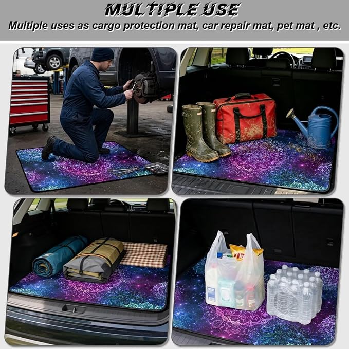 Howilath Galaxy Purple Mandala Car Trunk Mat All Weather Cargo Liner Non-Slip Rear Trunk Protection Polyester Carpet for SUV Sedan Truck 29"x39"