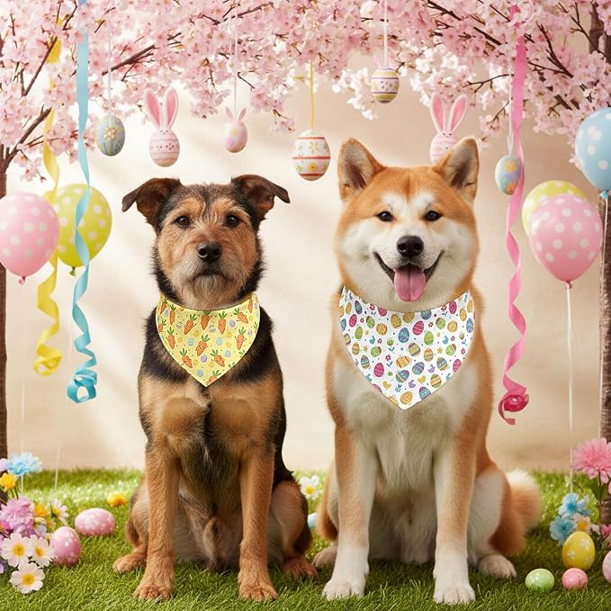 200 Pcs Spring Dog Bandanas Bulk Bunny Egg Carrot Bandanas for Dogs Triangle Kerchief Bibs Scarf Set for Pet Easter Costume Photo Props Accessories Pet Shops, 25 Styles (25.6 x 17.7 x 17.7)