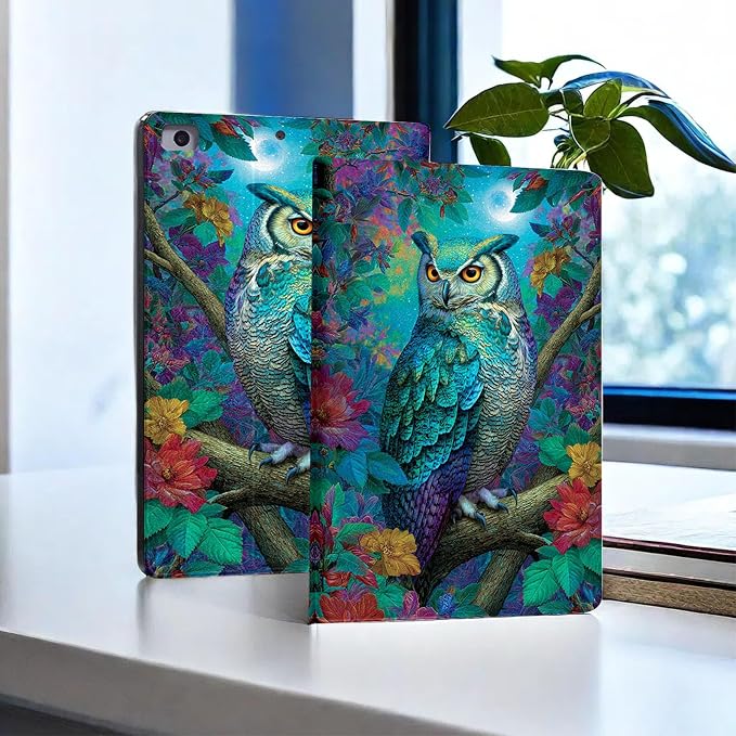 for Microsoft Surface Pro 11/10/9-13" 2024/2022 Tablet Case,Auto Wake/Sleep,Adjustable Stand Protective Cover - Owl Forest Luminous