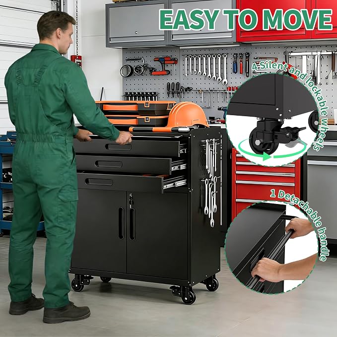 Garage Cabinet System | Heavy Duty Steel All-in-One Modular Garage Cabinet Set for Ultimate Workshop Organization | Easy Assembly Garage Storage Cabinets & Tool Bench