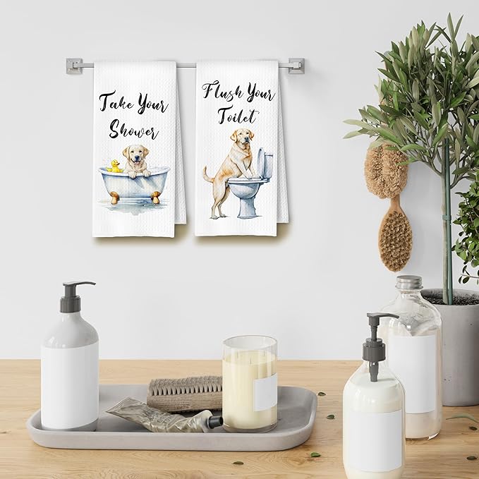 Funny Labrador Retriever Dog Hand Towels for Bathroom Washroom, Gifts for Labrador Retriever Lovers Women Men, Dog Bathroom Decor, 16x24 Inch Set of 4