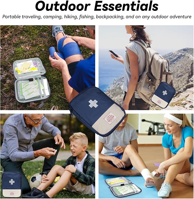 Faylapa 3 Pcs Mini Empty First Aid Bag, 7x5 inches Mini Portable Medical Pouch, Travel Emergency Multifunction Emergency Storage Bag for Hiking, Home, Travel, Camping, Outdoor, Car, Office(Bag Only)