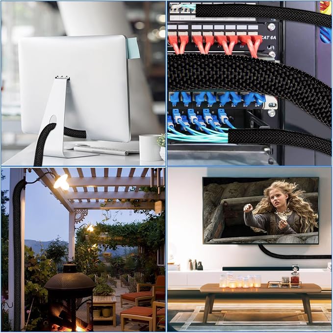 Cat Dog Cord Protectors from Pets No Chew 6.6ft - 5/16inch，Rabbits Cable Sleeves Cord Management Puppy Proof Covers, Wire Loom Critter Cord Charger Protector Heavy Duty Split Sleeve Automotive，Black
