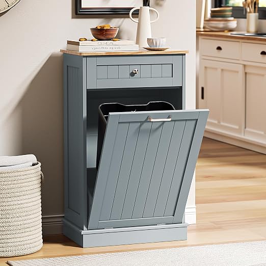 Spurgehom Trash Can Cabinet 13 Gallon, Garbage Cabinet with Drawer