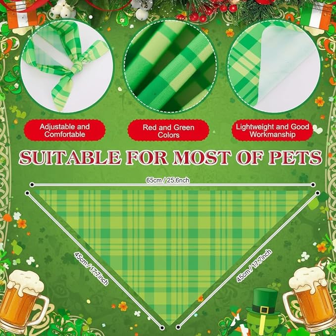 Abbylike 50 Pcs Christmas Plaid Dog Bandanas Bulk Red and Green Gingham Bandanas for Dogs Triangle Kerchief Bib Scarf for Pet Xmas Party Costume Photo Props Accessories, 25 Styles(25.6 x 17.7 x 17.7)