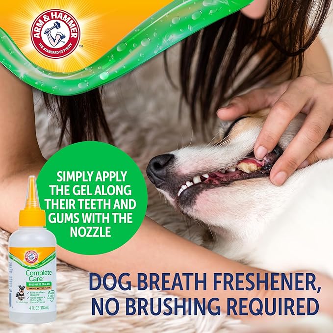 Arm & Hammer Complete Care Brushless Dental Kit for Dogs – Includes No-Brush Oral Gel + Dog Dental Spray, Fresh Breath, Tartar Control, Baking Soda Enhanced Dental Dog Supplies, 4oz