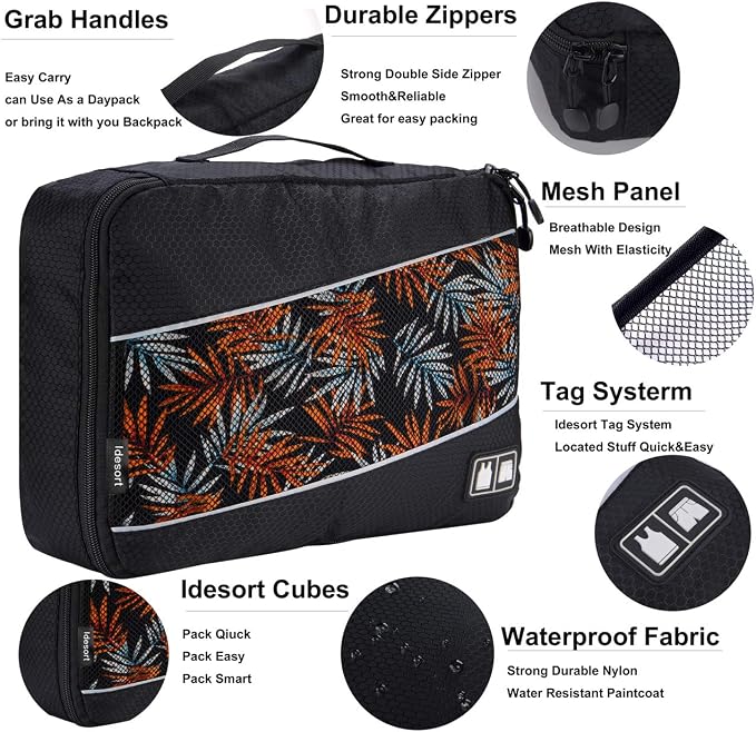 Packing Cubes large Luggage Organizers Bags For Travel Organizing Clothes | Mixed Color 8 Set Suitable family or two-person trips; breathable mesh make easy to sort; durable and convenient to store