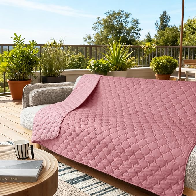 gogobunny 3X Stronger Waterproof Pet Blanket, Scratch Proof Furniture Protector for Dogs Cats, Reversible Cover 82x102 Inch, Dark Pink/Light Pink
