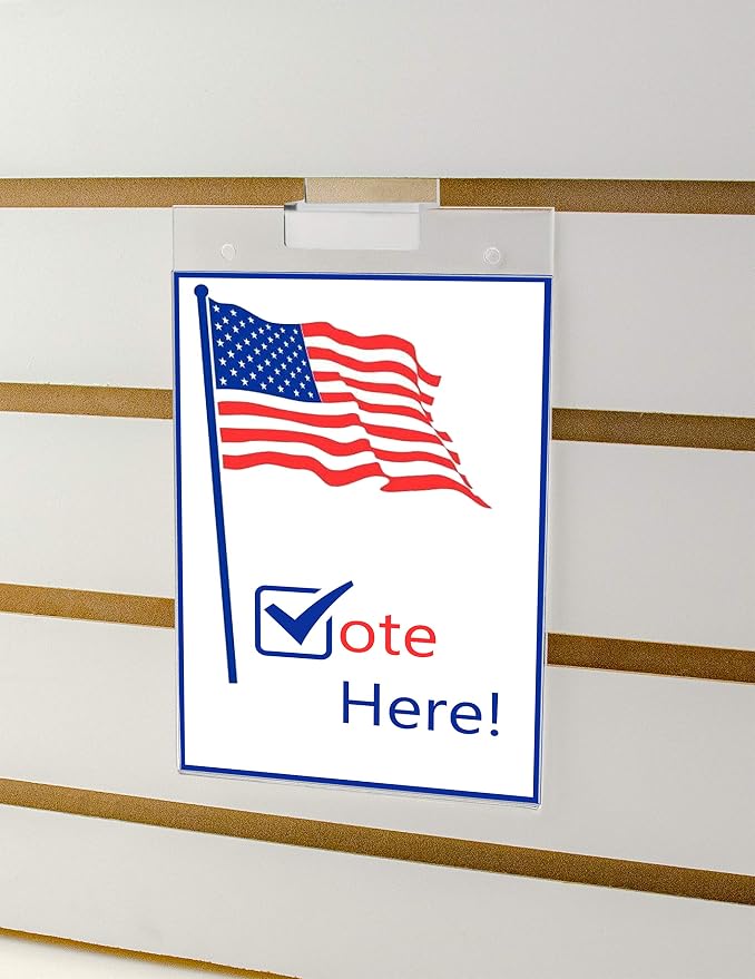 Marketing Holders 2 Pack Slatwall Sign Holder for 5" x 7" Menus Event Notices and Flyers Clear Acrylic for Home Improvement Stores Gyms and Fitness Centers No Assembly Required