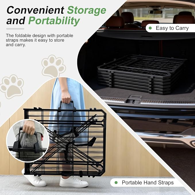 Outdoor Dog Playpen, 24 Inch 16 Panels Pet Fence, Black | 2 Doors for Easy Access, Adjustable and Expandable Design, Pet-Safe Edges and Secure Lock, Rust-Resistant, Yard and Home Use