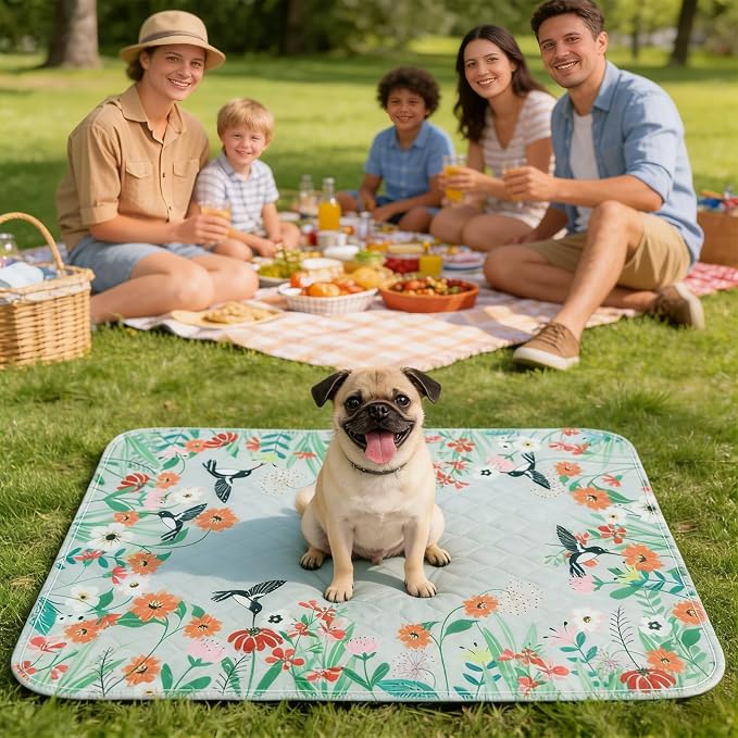 Washable Pee Pads for Dogs, 2 Pack Spring Pet Mats Outdoor Picnic Camping, Super Absorbent Reusable Puppy Training Pads Waterproof, Nonslip and Leak-Proof Dog Pee Pads for Floor, Car, 24"*36"
