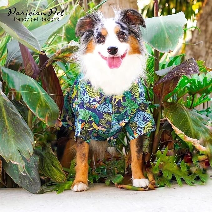Parisian Pet Amazonia Dog Shirt - Cotton Clothes for Large Dogs - Stylish Tropical Dog Outfit - Lightweight and Soft Puppy Clothes - Trendy Tshirts for Dogs - Comfortable Summer Pet Apparel