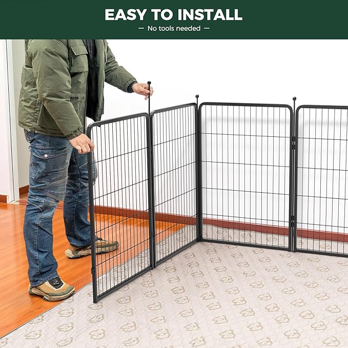 FXW Rollick Dog Playpen, Indoor, Yard & RV Camping, 40" H, 16 Panels | Easy setup, Heavy-duty, DIY layouts, for Medium & Large Dogs, Patented