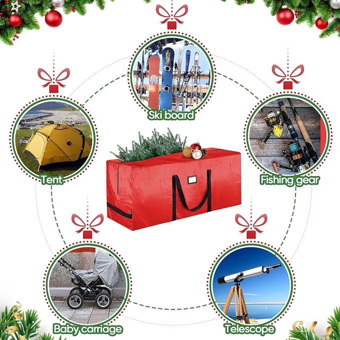 BALEINE 9 ft Christmas Tree Storage Bag, Heavy Duty Extra Large Artificial Christmas Tree Bag with Reinforced Handles and Dual Zippers Wide Opening (Transparent, 2PK Combo)