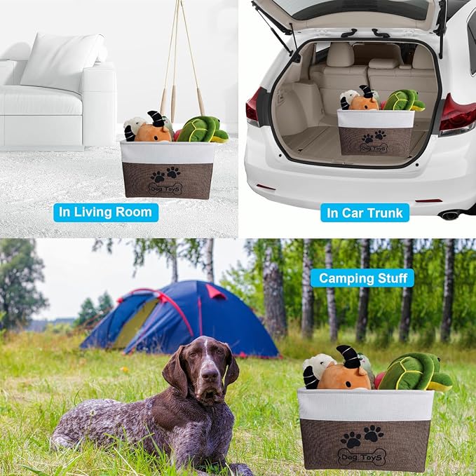 Dog Toy Basket Collapsible Dog Toy Box Foldable Dog Toy Bin for Pet Chew Toys