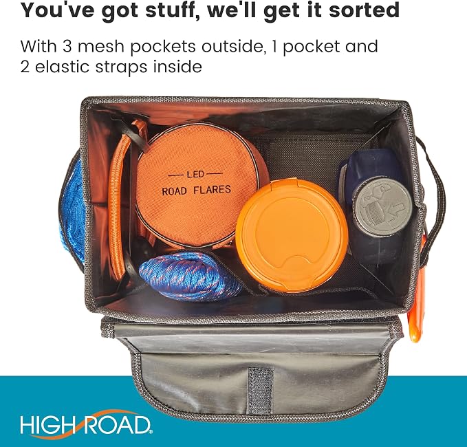 Carganizer Small Car Storage Bin with Lid for Trunk, Front Seat or Backseat | Multipurpose Compact Car Organizer Holds Driving Essentials, Cleaning Supplies, Emergency Items and Pet Needs