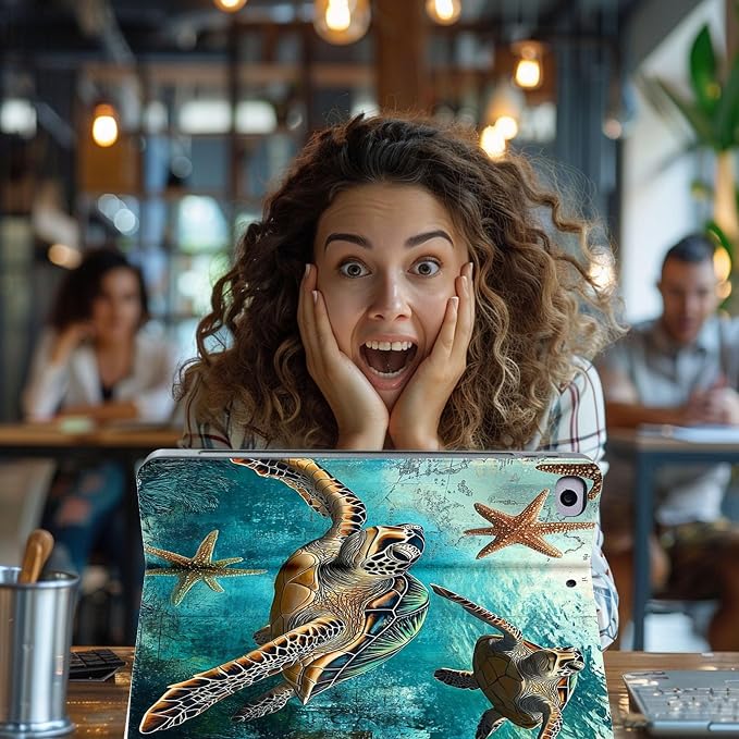 for Microsoft Surface Pro 11/10/9-13" 2024/2022 Tablet Case,Auto Wake/Sleep,Adjustable Stand Protective Cover - Sea Turtle
