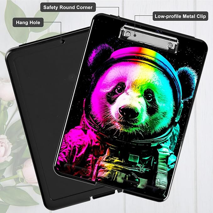Planet Panda A4 Clipboard with Storage Pen Holder, Clipboards Organizer Nursing Clipboard Foldable File Folder Plastic Clipboard Folio Clip Board for Office Students Classroom Doctor