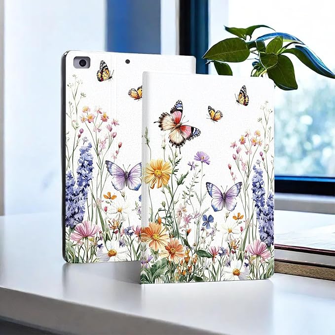 for Microsoft Surface Pro 11/10/9-13" 2024/2022 Tablet Case,Auto Wake/Sleep,Adjustable Stand Protective Cover - Watercolor Butterfly Flower