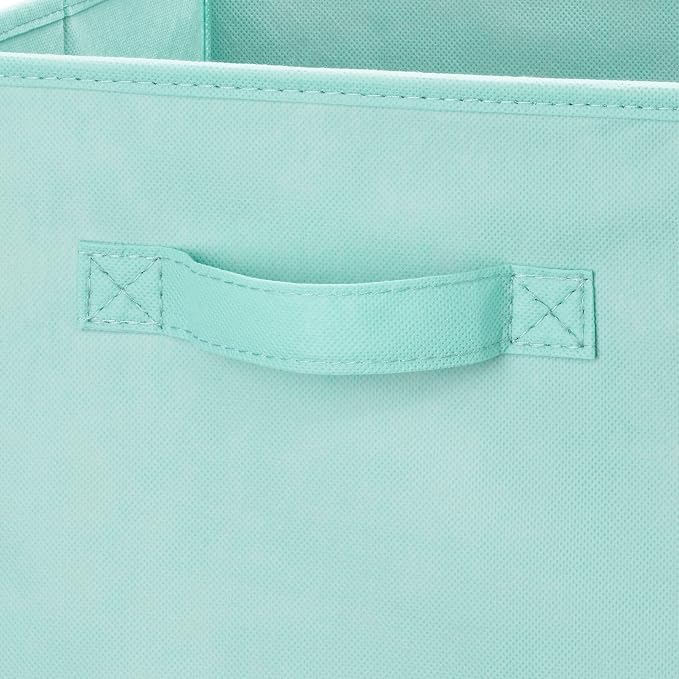 Whitmor Fabric Storage Cubes 2 Pack, Light Blue Closet Organizer Bins with Handles, 10.5 x 10.5 x 11 Inch Non-Woven Storage Baskets for Shelves, Closet, Nursery, Bedroom, Office