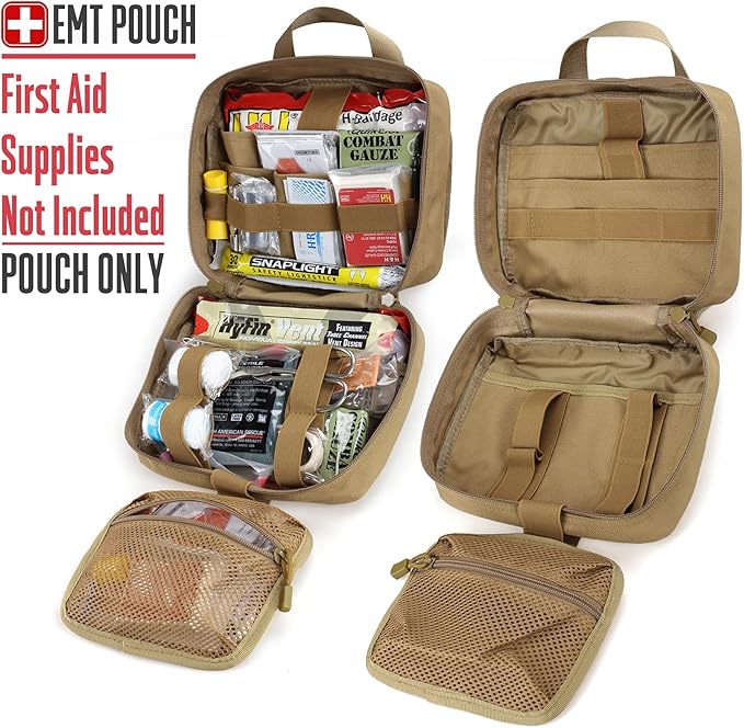 LIVANS Medical Bag, First Aid Bag Empty for Emergency & Trauma Kits | Molle Quick Release Design, Headrest Mount, Includes Flag and Cross Patch,Versatile for Tactical, Camping, Hiking and Travel