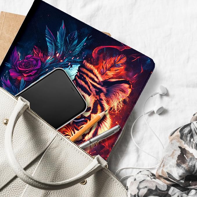 for Microsoft Surface Pro X/Pro X Plus-13 2019/2020/2021/2024 Tablet Case,Auto Wake/Sleep,Adjustable Stand Protective Cover - Tiger Skull