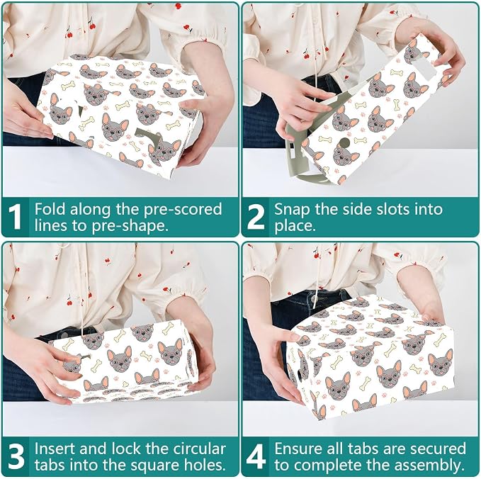 SPRIPORT Cute Pet Dog Paw Print Water Repellent PP Magazine File Holder Organizer for Desk, Foldable Storage Rack for Library Office School Document Sorter with Labels 23x30x10cm (3 Pack)