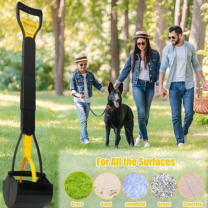 ienjoyed 2-Pack Pooper Scooper for Large Small Dogs Heavy Duty, 32" Long Handle Poop Scoop for Yard, Grass, Gravel, Dog Poop Grabber with High Strength Material and Durable Spring
