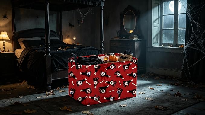 Sanjiaofeng Rectangular Halloween Ghost Hand Storage Basket,Trick or Treat Basket for Kids,Halloween Candy Storage Baskets with Handles(Ghost Hand)