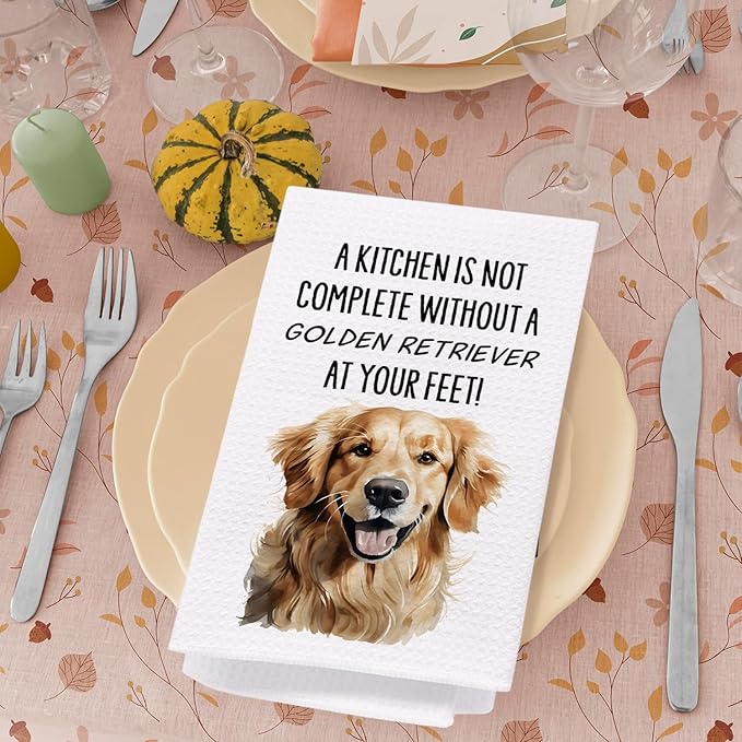 SPBL&L Golden Retriever Dog Kitchen Towels Set of 4, Golden Retriever Gifts for Women,Golden Retriever Decor Dish Towels for Kitchen, Golden Retriever Decorative Hand Towels for Bathroom, 16x24 Inches