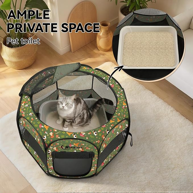Siedihit Dog Cat Playpen, Puppy Pet Playpen Indoor for Small Dog | Crate Tent Cage Outdoor, Portable Pop Up Dogs Enclosure Kennel with Carrying Case for Dogs/Cats/Rabbits (Cottagecore, Small)