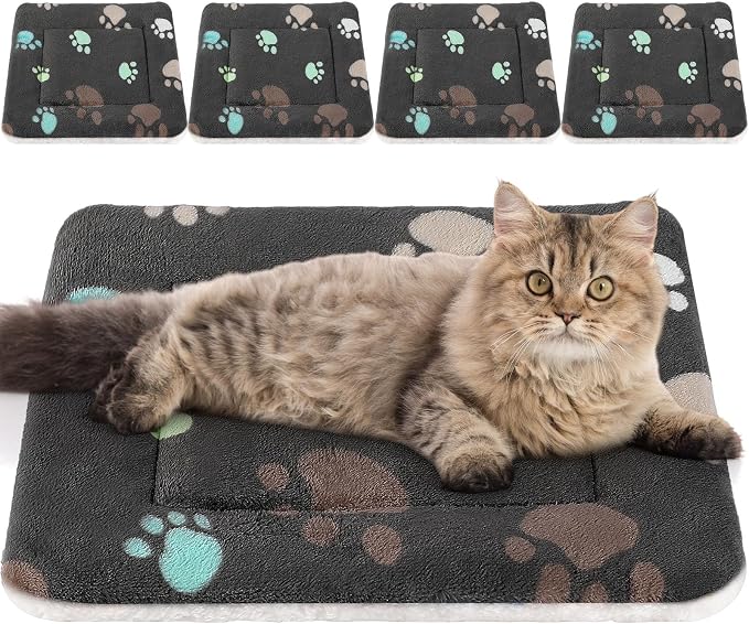 4 Pack Soft Pet Bed Mat Small Dog Crate Fleece | Tuanse Soft Pet Beds Mat Small Dog Crate Fleece,21 X 14 Inches,Black