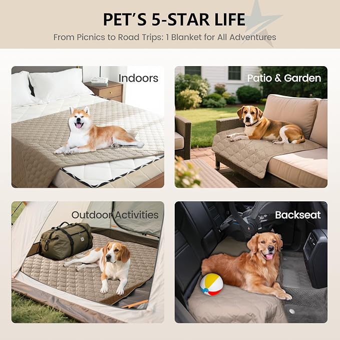 gogobunny Waterproof Blanket, Couch Covers for Dogs, Reversible Protector | 3X Stronger Leakproof, Scratch Proof Durable Furniture Protection, Stain Resistant, Washable, 30x70 Inch Dark Beige