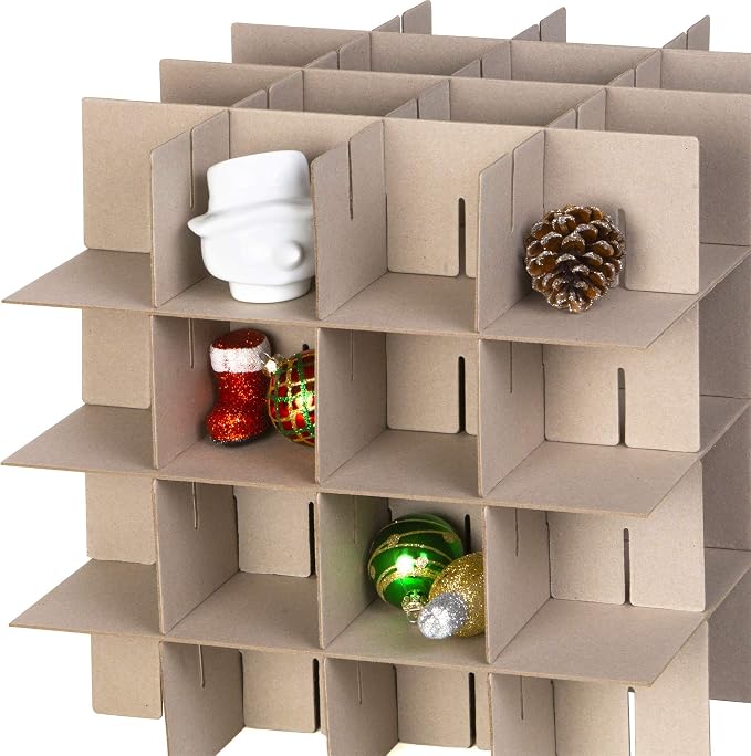 HOLDN’ STORAGE Christmas Ornament Storage Box - Christmas Decor Storage Containers that Store up to 64 – 3” x 3” Holiday Xmas Ornaments – Adjustable Compartment To Fit Many Sizes Ornaments – Grey.