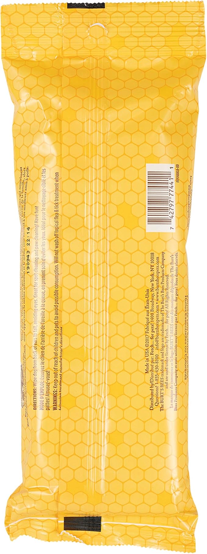 Burt's Bees for Pets Honey Multipurpose Dog Grooming Wipes, Gentle Hypoallergenic Spot Cleaning Sheets, pH Balanced Natural Origin Formula for Paws, Face and Butt, 50 Count - 6 Pack